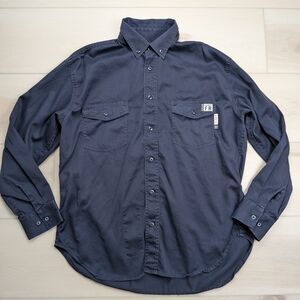 Wolverine FR Flame Resistant Shirt Mens XL Blue Long Sleeve HRC 2 Workwear